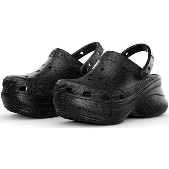 NEW Crocs Sizes 6, 7, 8, 9, 10 Women's Bae Glitter Platform Clog - Black - Picture 7 of 8